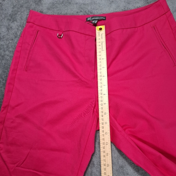 Adrianna Papell Pants Woman 10 Hot Pink Midrise Cropped Straight Stretchy Preppy - Picture 5 of 11
